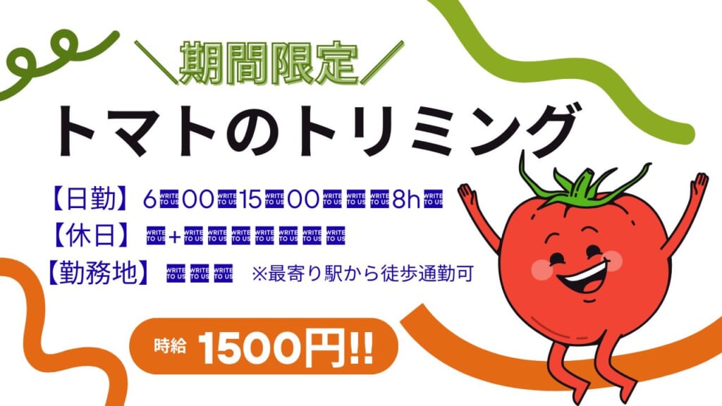 【期間限定】7月30日～9月12日までの短期の募集！